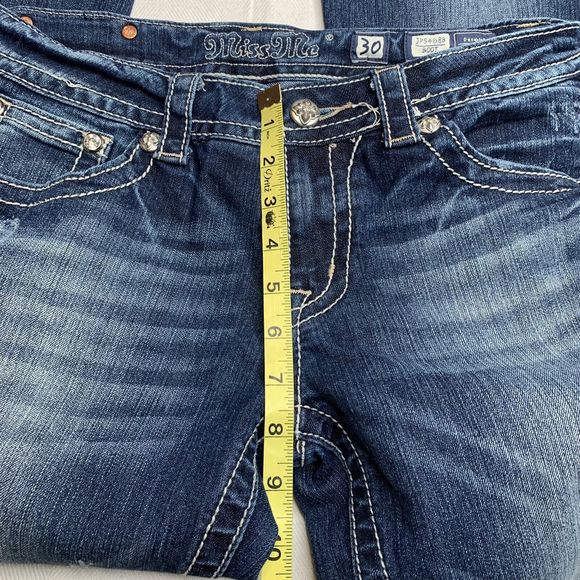 Miss Me Distressed Womens Boot Cut Jeans Embellished Studded Floral Size 30 - Picture 8 of 12